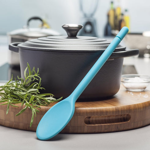 Zeal Scratch Non-Stick Silicone Cooking Spoon, Aqua Blue, 30 cm Length