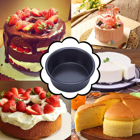 4 Inch Cake Pan Set of 5, Nonstick Round Cheesecake Pans with 100 Parchment Paper, Mini Baking Tins, Food Grade Coating