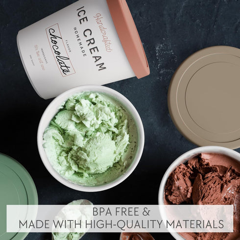 Set 3 1 Frozen ZICOTO of Reusable Ice Cream Containers Quarts ea. - Perfect for Homemade Sorbet, Yogurt Or Gelato