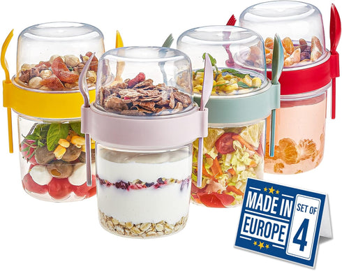 Crystalia 4 Pack 22 oz On The Go Yogurt Parfait Cups with