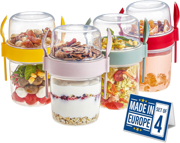 Crystalia 4 Pack 22 oz On The Go Yogurt Parfait Cups with