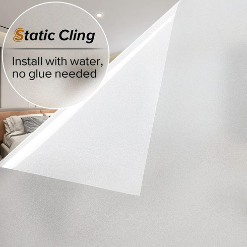 rabbitgoo Privacy Window Film - Frosted Glass Clings, Static Cling Heat Blocking Door Stickers for Home, 11.8" x 78.7"