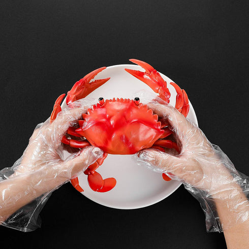 50pcs 50 Patelai Crab Lobster Bibs and Pairs of Plastic Disposable Gloves Disposable Adult Crab Feast Bibs