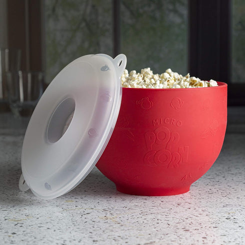 Goodful Silicone Popcorn Popper, Collapsible Hot Air Microwavable Popcorn Maker Bowl Made without BPA (Red)