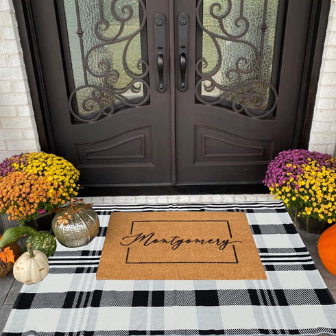 CAINANEL Buffalo Plaid Outdoor Rug Black and White Rug 27.5 x 43 Inches Cotton Hand-Woven Checkered Front Welcome Door Mat Indoor/Outdoor Area Rug for Front Porch,Kitchen,Entry Way,Living Room by CAINANEL