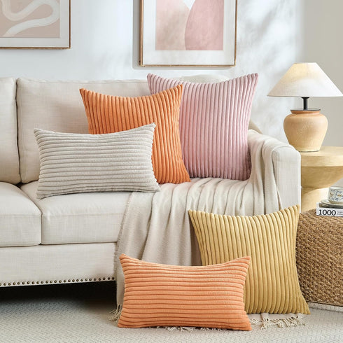 Fancy Homi Set 2 12x20 Inch 30x50cm of Taupe Boho Small Lumbar Decorative Throw Pillow Cover for Couch Bed Chair
