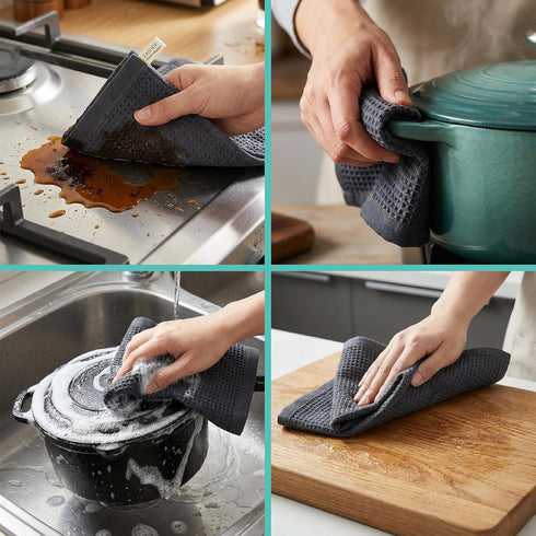 Sets, 14 14 Inches, 14" 14") Kitchen Towels and Dishcloths X Absorbent Dish Towels for Kitchen, Microfiber Cleaning