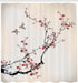 Ambesonne Nature Shower Curtain 69" W x 70" L, Burgundy Black Flowers Buds Birds Art Painting Effect, Cloth Fabric Bath
