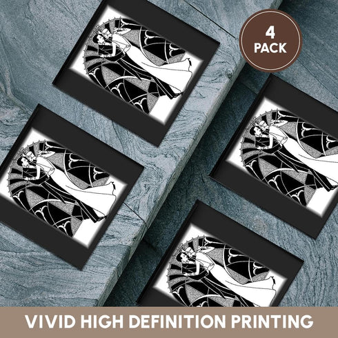 3dRose CST_41536_3 Art Deco Dancing Couple Coasters, Set of 4, Ceramic Tile