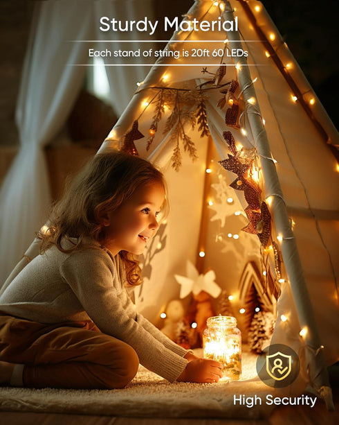 4 Pack 20 60 8 Homemory Ft LED Fairy Lights Battery Operated Christmas Lights with Remote Waterproof Modes Firefly