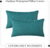 Woaboy Set of 2 Outdoor Waterproof Throw Pillow Covers, Decorative Turquoise Farmhouse Pillowcase 12x20 inch for Sofa