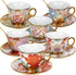Qetoosur Tea Cups and Saucers Set of 6, 8 OZ Ceramic Tea Cups