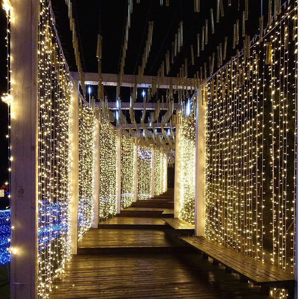 Geanmoki 306 LED Window Curtain String Light for Wedding Party Home Garden Bedroom Indoor Outdoor Decorations
