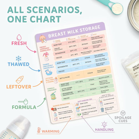 Beech & Lambert 6.75 8.75 Inches Breast Milk Storage Guidelines Magnet - Breastfeeding Essentials Chart, Pumping