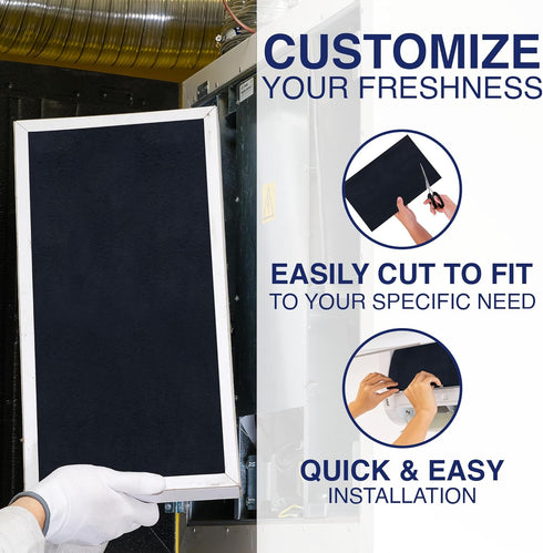 Cut To Fit Air Filter - 1/6" Thick Carbon Pad Pre Filter for Air Purifiers, Furnace, Trash Cans, 16" x 48" Sheets - 1
