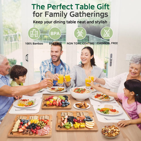 Kitchen(Set 3), Bamboo Cutting Boards for of Wood Cutting Board with Wood Storage Stand, Charcuterie & Chopping Board