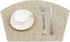 SHACOS Small Round Table Placemats - Wedge Placemat Set of 4, Non-Slip Heat Resistant Woven Vinyl, Beige Yellow