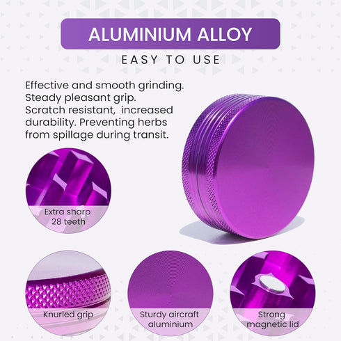 Grinder 2.2 Inch Compact Spice Grinder, Purple Color for Easy Grinding