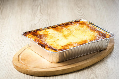 DecorRack Aluminum Pan Disposable, 14 Pack, 2.25 Lb Heavy Duty Rectangular Tin Foil Pans with Flat Board Lids