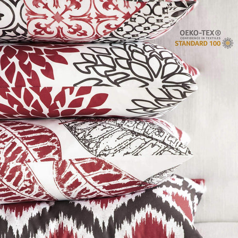 PHANTOSCOPE Set of 4 New Living Series Decorative Throw Pillow Case - Red, 18" x 18" inches, 45cm x 45cm
