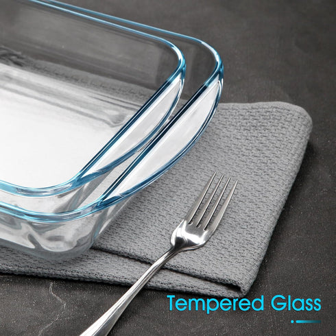 NUTRIUPS 2.6 Quart Glass Baking Dish, Rectangular Tempered Glass Casserole Dish for Oven Cooking