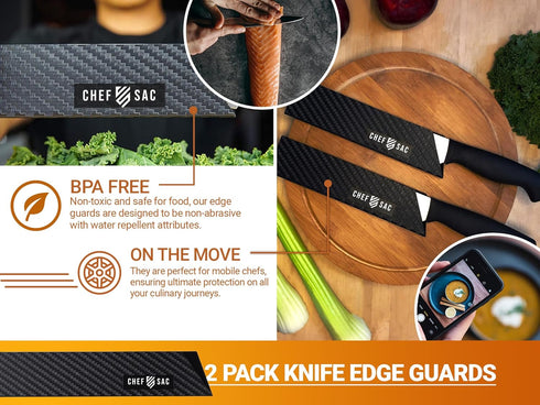 Chef Sac Knife Edge Guards | Professional Universal Knife Cover & Protector | Durable BPA-Free Plastic Knife Guards