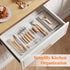 Lifewit Silverware Drawer Organizer, 5.75" x 11.65" Clear Utensil Tray, Stackable Plastic Storage Box (2 Pack)