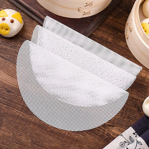 10 Pcs 10 inch Non-stick Silicone Steamer Mesh Mat, Reusable Bamboo Steamer Liner Pad for Home Kitchen Cooking