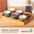 8.5 oz Set, Set 6, Henten Home Cappuccino Cup and Saucers Ceramic Coffee Cup of Bohemian Cup for Latte, Tea, Hot Cocoa
