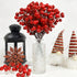 25 Pack Red Berry Stems Waterproof Christmas Picks Sprays for Christmas Tree Decorations Holly Berry Artificial Fruit