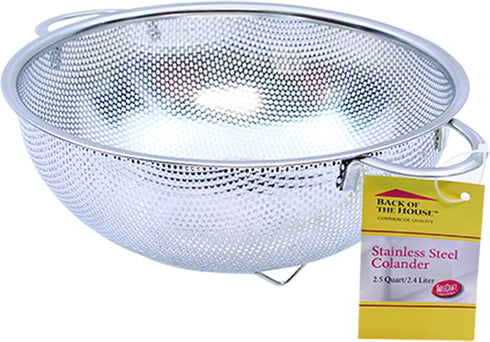 Tablecraft 2.5 Quart Colander with Handles, Stainless Steel