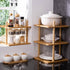 3-Tier Counter, Countertop(1, 3Tier-Large-6.7"H) Cabinet Organizer Shelf - Bamboo Corner Rack for Kitchen Cabinet Space