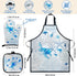 8 Set PCS Ocean Bamboo Kitchen Cooking Utensil Spoon with Apron Oven Mitt Potholder,Gift for Women Coastal Decor Beach