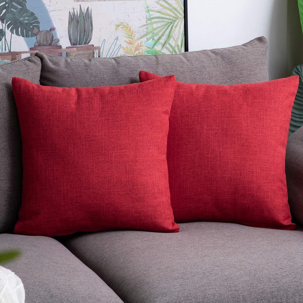 Anickal Valentines Pillow Covers 18x18 inch, Set of 2 Red Rustic Linen Holiday Decorative Square Throw Pillow Covers