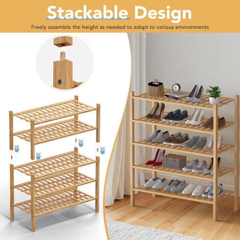 4 Closet,Hallway,Entryway,Small 27"x11"x26" Haddockway Tier Bamboo Shoe Rack Storage Organizer, Multifunctional Free