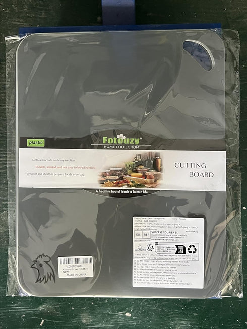 Fotouzy Set of 4 Flexible Plastic Cutting Board Mats with Food Icons, BPA-Free, Anti-skid Back, Dishwasher Safe, Modern