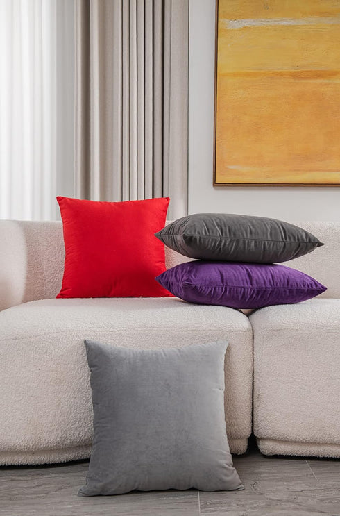 DEZENE Throw Pillow Covers 12x20, Dark-Grey, 2 Pack Cozy Soft Velvet Rectangular Decorative Pillow Cases