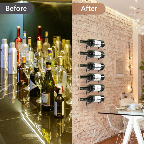 NATGAI Wall Mounted Wine Racks: 10 Pack Iron Bottle Display Holder Rack, Hanging Organizer for Beverages/Liquor Storage