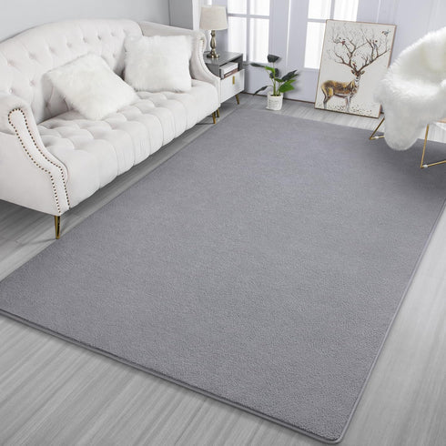 Keeko Soft Area Rugs for Bedroom Living Room, 4x6 Grey Modern Low Pile Fluffy Machine Washable Rug