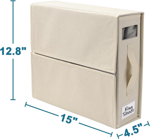 Premium Bed Sheet Organizers and Storage (3 Pack), Foldable Cube Storage for Linen Sheets, Duvet Covers, and Blankets
