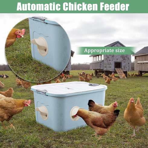 YOLCAR 6 Chicken Feeder No Waste, Ports Automatic Chicken Feeders with Hole Saw, Separate Feeding for Chickens, Poultry