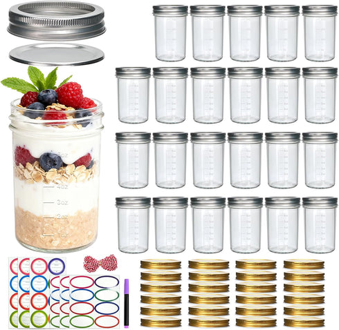 Datttcc Mason Jars 8oz, Canning jars, Half Pint Canning Jars with Regular Airtight