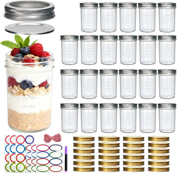 Datttcc Mason Jars 8oz, Canning jars, Half Pint Canning Jars with Regular Airtight