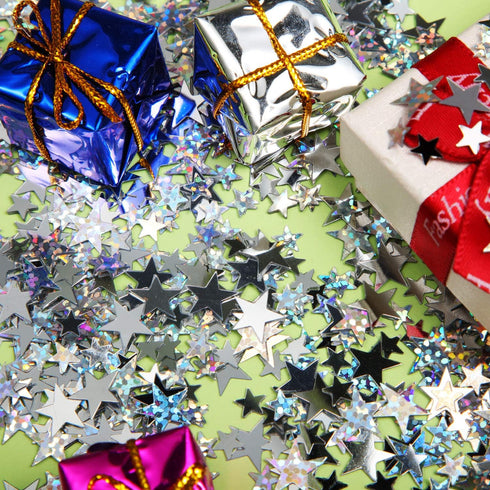 Hestya 60g Star Confetti Glitter Table Confetti for Party, Wedding, Festival Decorations (Silver Set, 10mm and 6mm)