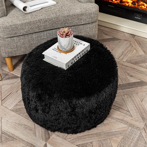 20x20x12 Inches Asuprui Pouf Ottoman Floor Pouf Cover Ottoman Foot Rest NO Filler Round Poof Seat Floor Bean Bag Chair