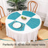 SHACOS Set of 4 Round Wedge Placemats, Heat Resistant, Woven Vinyl PVC Table Mats, Teal Blue, Indoor Outdoor