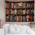 LB Decor,80Wx60L inch Retro Bookshelf Tapestry Wall Hanging Potted Plants With Pink Rose Floral Library Book Wall