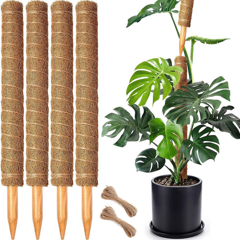 CHIAFFI 4 Pack 22 Inch Moss Poles, Stackable Moss Pole for Plants Monstera,