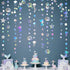 40 Ft Iridescent Mermaid Garland with Jellyfish, Seashell, Starfish, Pearl Holographic Paper Streamer for Under The Sea