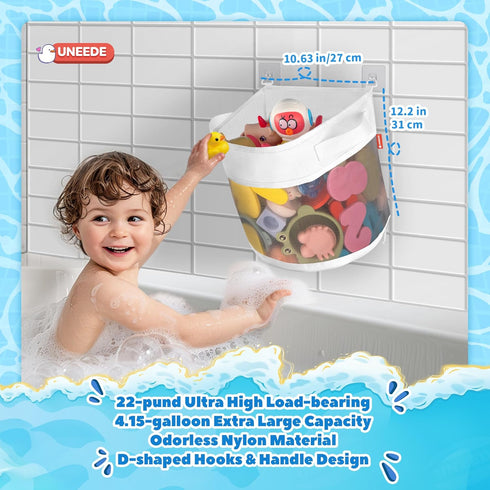 Organizer,4.15 UNEEDE Bath Toy Gallons Bathtub Toy Storage Organizer,Quick Access Bath Toy Holder For Bathtub,Baby